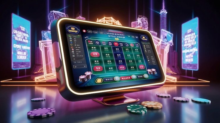 Antarmuka platform rr777 apk menampilkan grid permainan slot dan pasar sepak bola